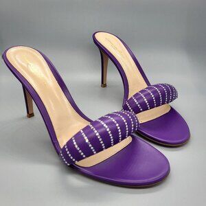 GIANVITO ROSSI Bijoux 90 Embellished Leather Mules in Orchid